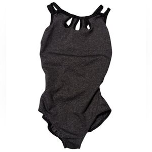 Gray & Black Cutout Bodysuit Leotard Bodysuit Five Dancewear Size Youth Large